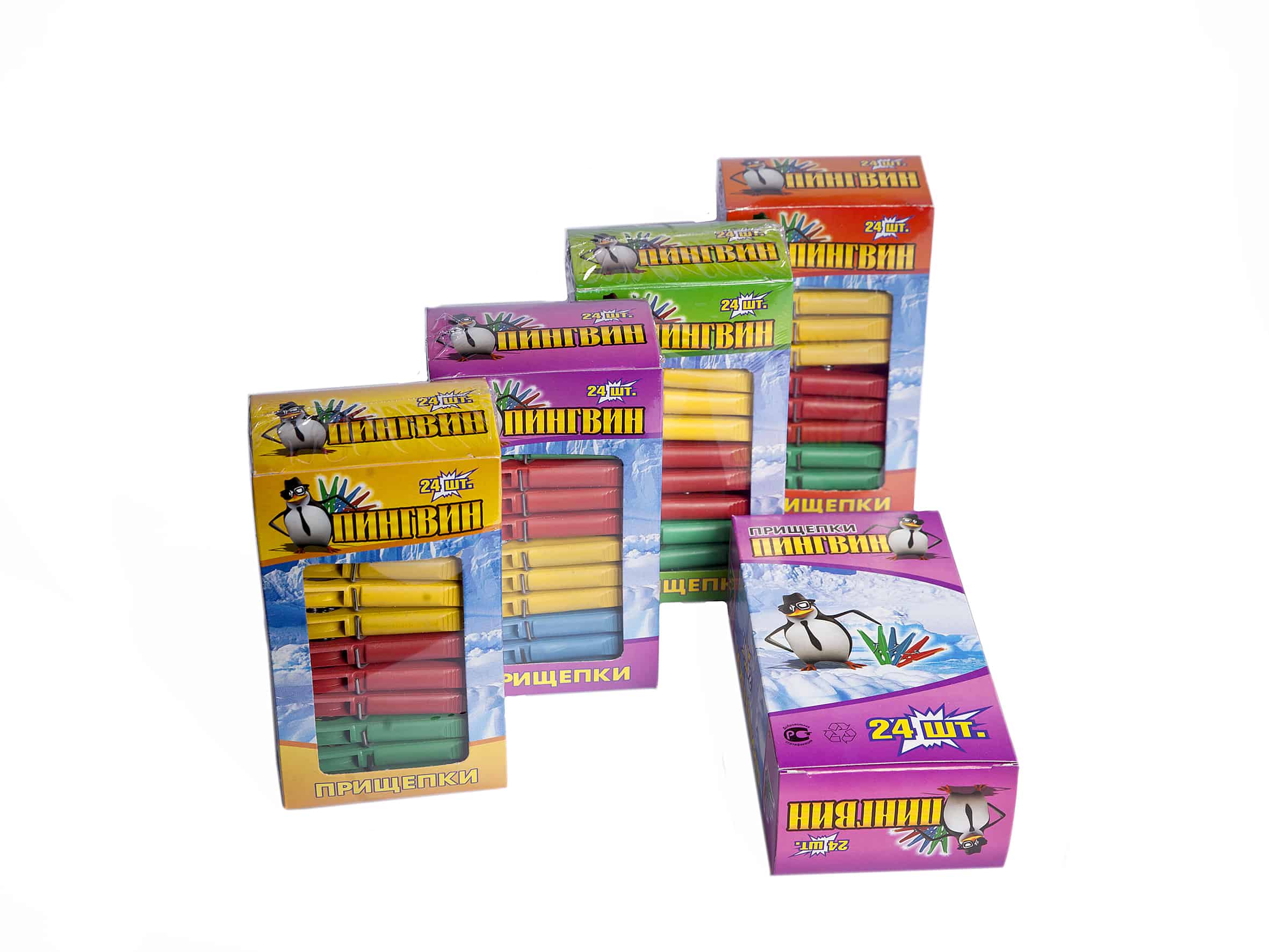 Прищепка полипропиленовая "Пингвин" 24 в коробочке