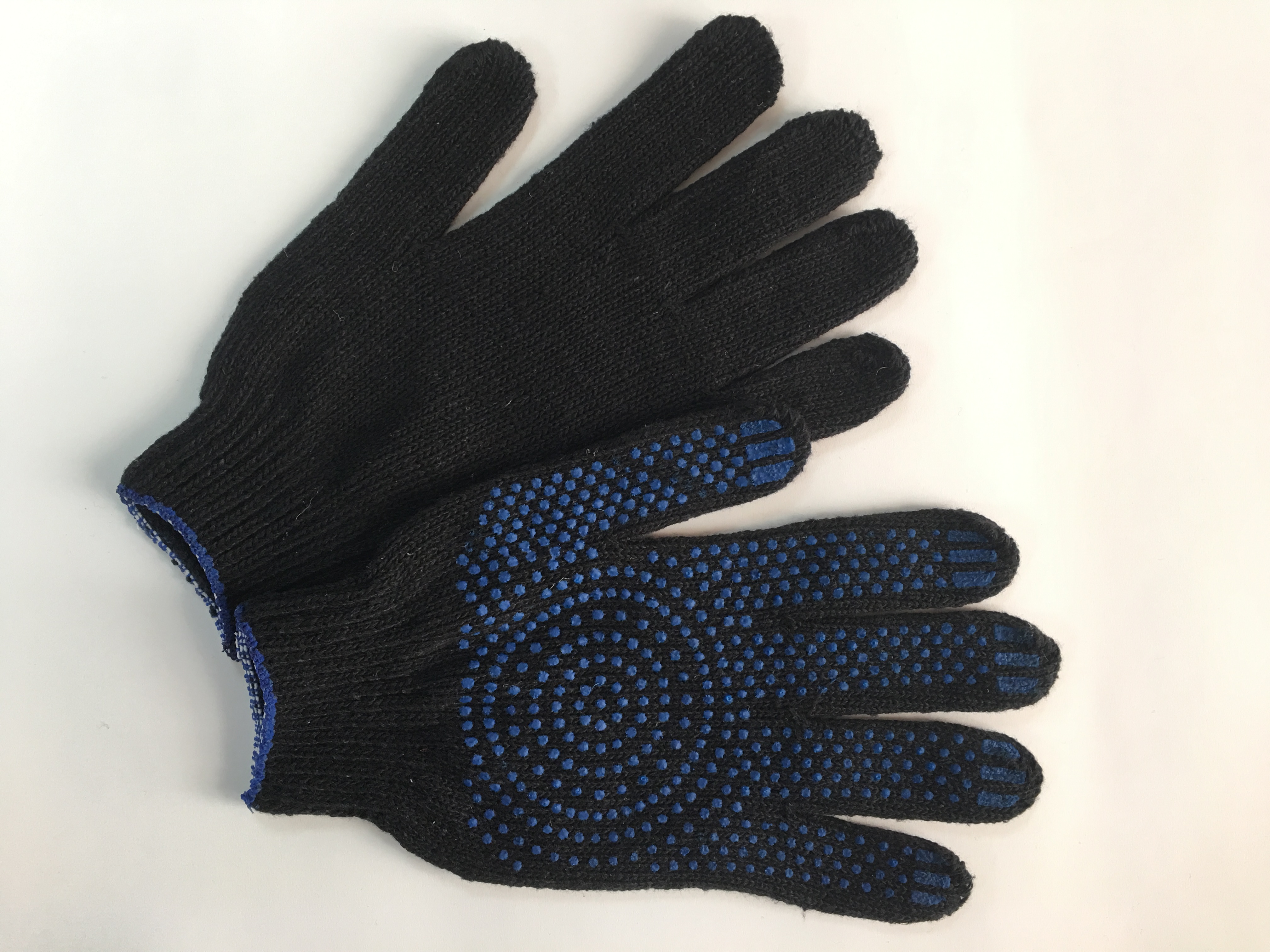 Перчатки трикотажные, с нанесением ПВХ,          5 нитей 7 класс (повышенной прочности) черные