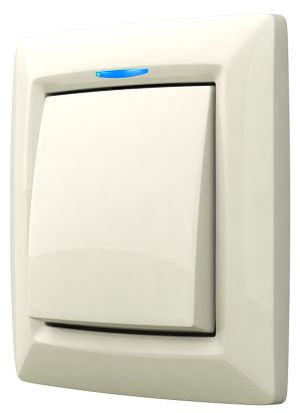 Выключатель скрытой установки одноклавишный, с подсветкой, серия REONE, цвет белый