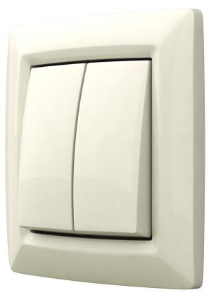 Выключатель скрытой установки двухклавишный, серия REONE, цвет белый