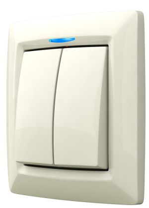 Выключатель скрытой установки двухклавишный,с подсветкой, серия REONE, цвет белый