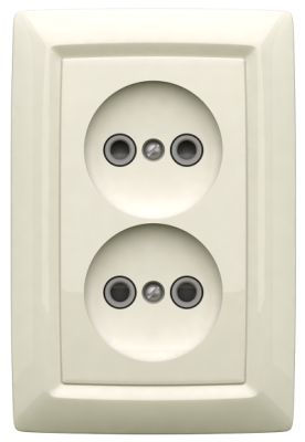 Розетка двухместная скрытой установки,с защитными шторками, серия REONE, цвет белый