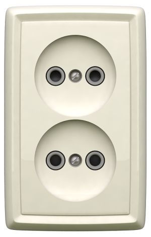 Розетка двухместная открытой установки,с защитными шторками, серия REONE, цвет белый