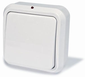 Выключатель одноклавишный открытой установки, с подсветкой и монтажной пластиной, серия Москвичка, цвет белый