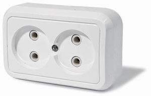 Розетка открытой установки двухместная, серия Москвичка, цвет белый