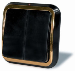 Выключатель скрытой установки двухклавишный, с подсветкой, серия Москвичка,цвет черный с рамкой под золото