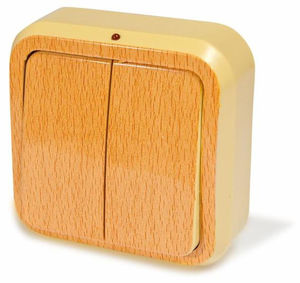 Выключатель двухклавишный открытой установки,с подсветкой, серия Россиянка, цвет под бук