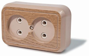 Розетка открытой установки двухместная, серия Россиянка, цвет под светлое дерево