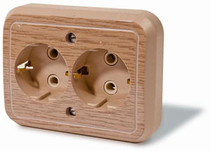 Розетка скрытой установки двухместная,с заземлением, серия Россиянка, цвет под светлое дерево