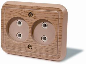 Розетка скрытой установки двухместная, серия Россиянка, цвет под светлое дерево