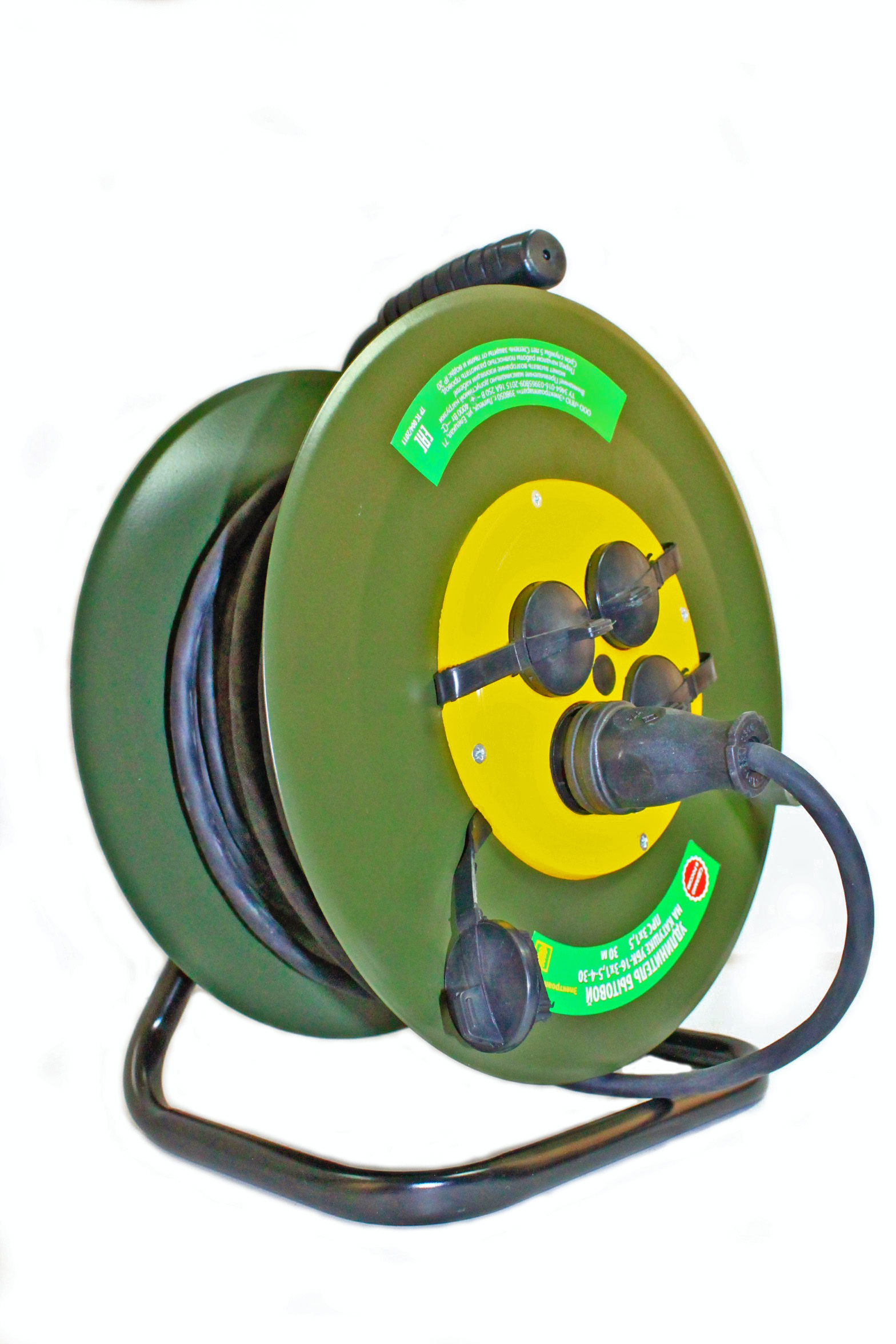 Удлинитель на металлической катушке (4 гнезда)