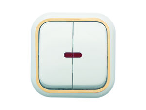 Выключатель открытой установки двухклавишный с подсветкой А56-176"З"