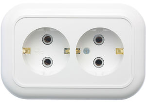 Розетка скрытой установки с заземляющим контактом двухместная РС16-830