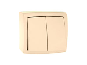 Выключатель открытой установки двухклавишный А56-032 "слоновая кость"