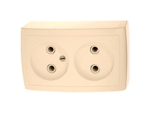 Розетка открытой установки двухместная РА10-404 "слоновая кость"