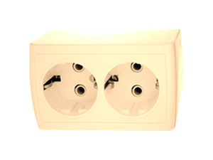 Розетка открытой установки с з/к двухместная РА16-760 "слоновая кость"