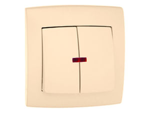 Выключатель скрытой установки двухклавишный с подсветкой С56-181 "слоновая кость"