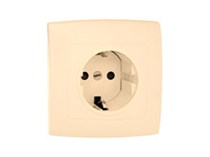 Розетка скрытой установки одноместная с заземляющим контактом, защитной шторкой РС16-236 "слоновая кость"