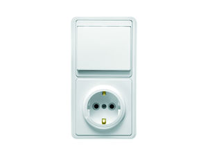 Блок комбинированный скрытой установки (1клавишный выключатель +розетка с заземляющим контактом) БКВР-031