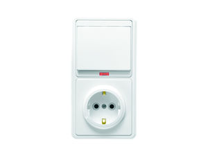 Блок комбинированный скрытой установки (1клавишный выключатель c подсветкой+розетка с заземляющим контактом) БКВР-056