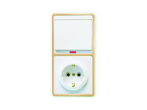 Блок комбинированный скрытой установки (1клавишный выключатель с подсветкой+розетка с заземляющим контактом) БКВР-056 "З"