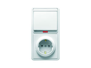 Блок комбинированный скрытой установки (1клавишный выключатель с подсветкой+розетка с заземляющим контактом, защитной шторкой) БКВР-211