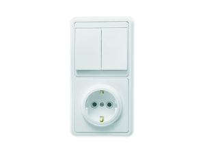 Блок комбинированный скрытой установки (2клавишный выключатель+розетка с заземляющим контактом) БКВР-032