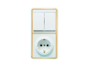 Блок комбинированный скрытой установки (2клавишный выключатель+розетка с заземляющим контактом) БКВР-032"З"