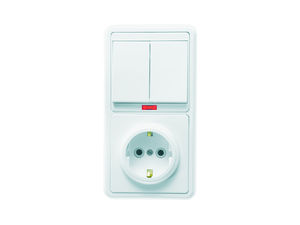 Блок комбинированный скрытой установки (2клавишный выключатель с подсветкой+розетка с заземляющим контактом) БКВР-055