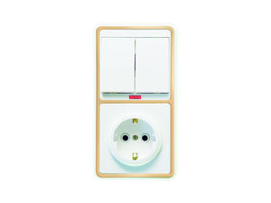 Блок комбинированный скрытой установки (2клавишный выключатель с подсветкой+розетка с заземляющим контактом) БКВР-055 "З"