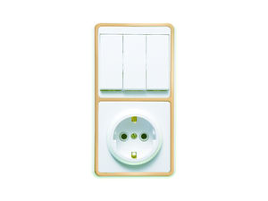 Блок комбинированный скрытой установки (3клавишный выключатель+розетка с заземляющим контактом) БКВР-033"З"