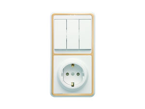 Блок.комбинированный скрытой установки (3клавишный выключатель+розетка с заземляющим кконтактом, защитной шторкой) БКВР-036 "З"