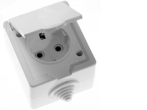 Розетка брызгозащищенная IP44 откр.уст.с з/к одномест.(16А) РА16-660